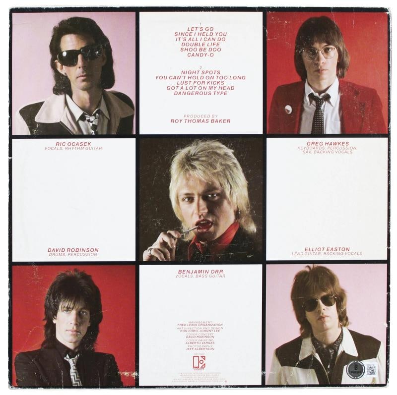 The Cars (5) Ocasek, Easton, Hawkes +2 Signed Album Cover W/ Vinyl BAS - 5