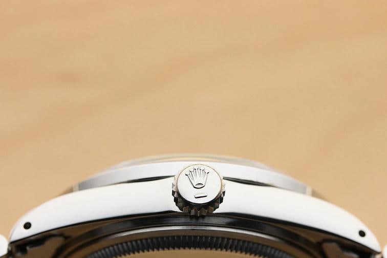 MENS ROLEX DATEJUST QUICKSET 18K WHITE GOLD SAPPHIRE DIAMOND STEEL 16014 WATCH - 8