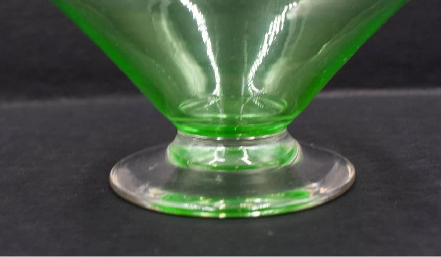 Set of 6 Art Glass Steuben Pomona Green & Clear Footed V Shaped - Deco - 4