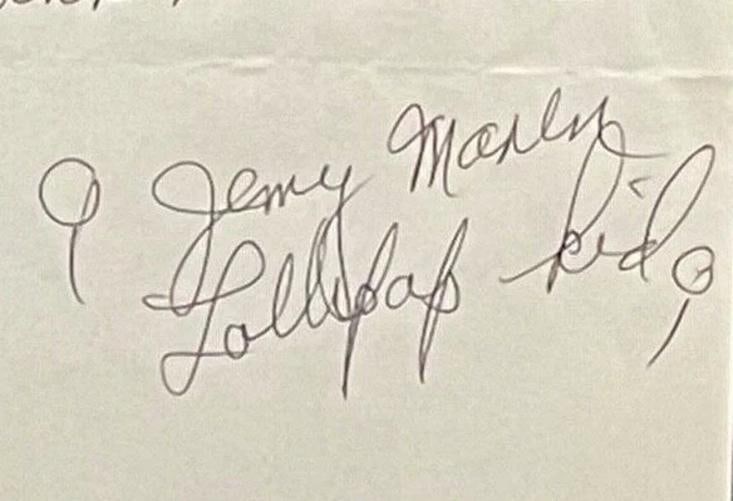 JERRY MAREN Signed Encapsulated Wizard of Oz Hand Written Lollipop Kid Song BAS - 2