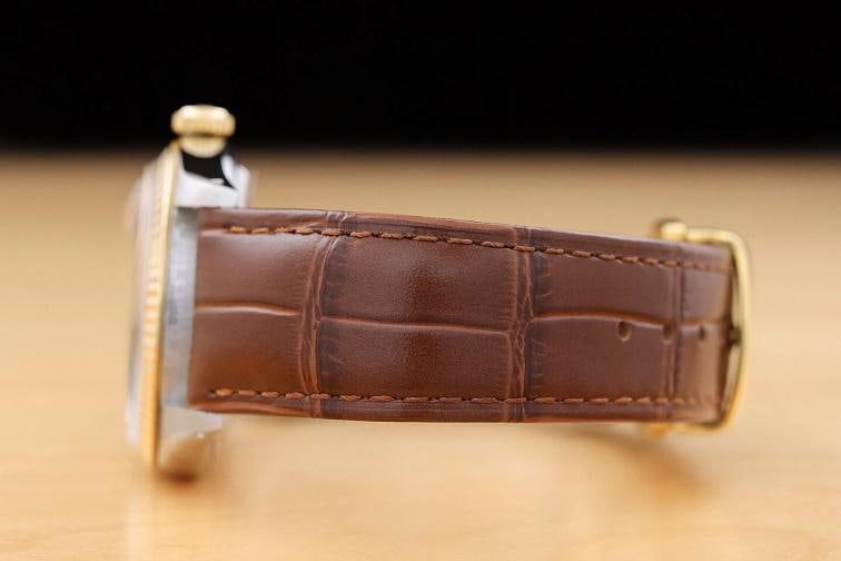 ROLEX MENS DATEJUST 16013 WHITE DIAL 18K GOLD STEEL WATCH w/ BROWN LEATHER BAND - 5