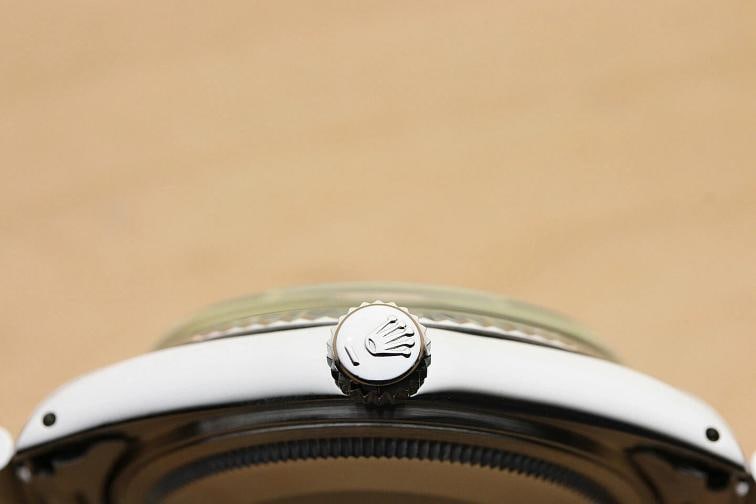 ROLEX MENS DATEJUST 16014 BLACK DIAL 18K WHITE GOLD STEEL WATCH w/ OYSTER BAND - 8