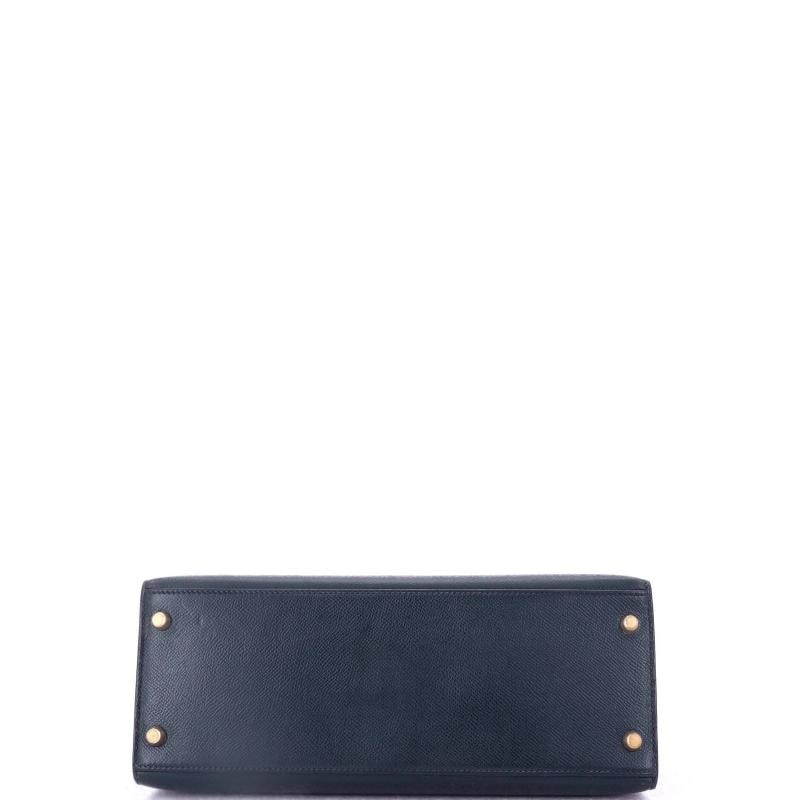 Hermes Kelly Handbag Blue Courchevel with Gold Hardware 28 - 5