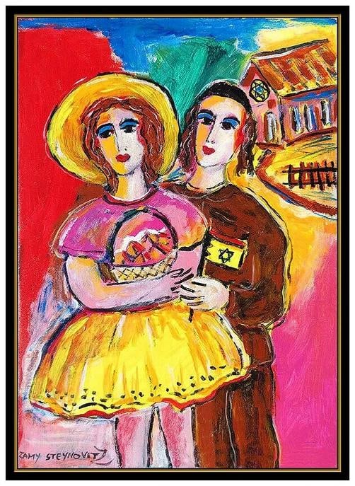 Zamy Steynovitz Original Oil Painting On Canvas Signed Portrait Modern Artwork - 2