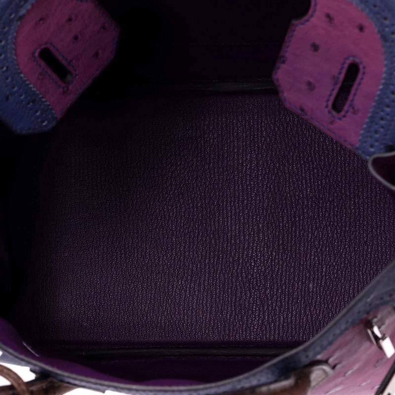 Hermes Birkin Ghillies Bag Tricolor Ostrich with Palladium Hardware 30 - 5