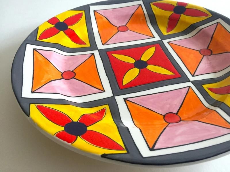 PHILLIP MABERRY RARE HAND PAINTED CONTEMPORARY ART POTTERY LARGE CERAMIC PLATTER - 11