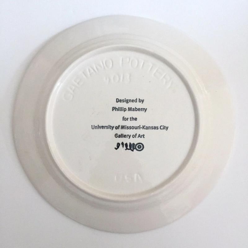 PHILLIP MABERRY RARE HAND PAINTED CONTEMPORARY ART POTTERY LARGE CERAMIC PLATTER - 12