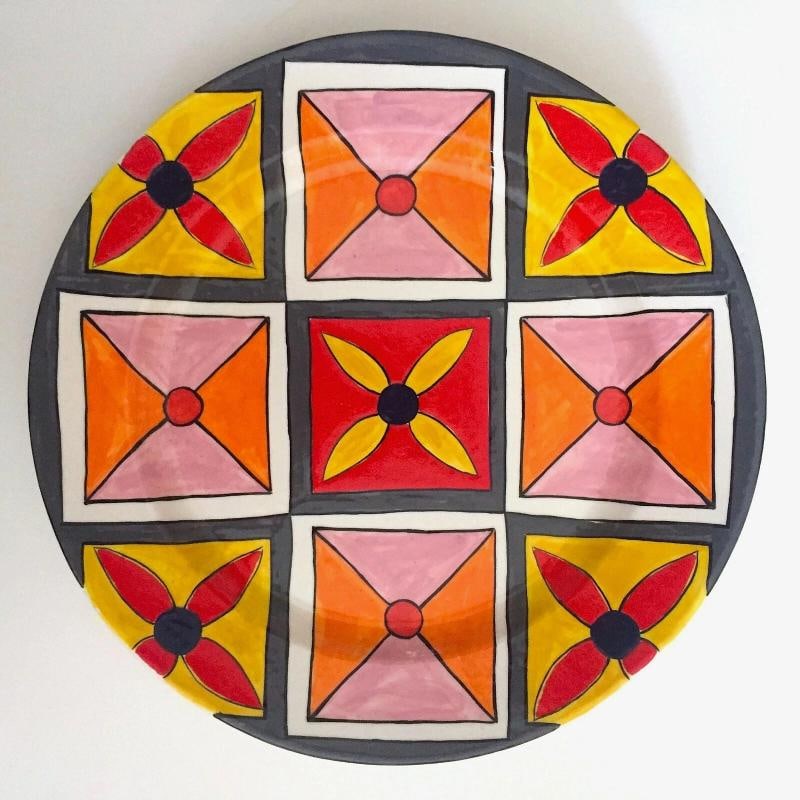 PHILLIP MABERRY RARE HAND PAINTED CONTEMPORARY ART POTTERY LARGE CERAMIC PLATTER - 3