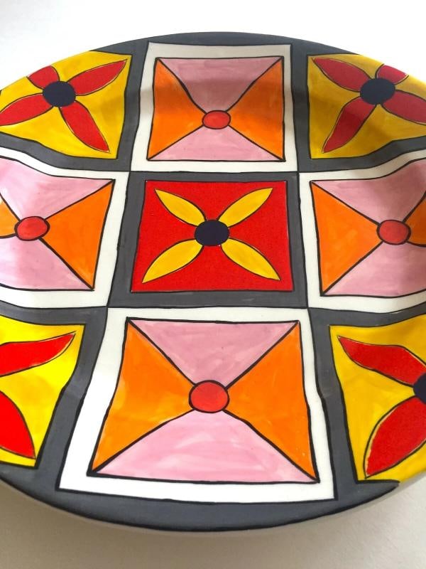 PHILLIP MABERRY RARE HAND PAINTED CONTEMPORARY ART POTTERY LARGE CERAMIC PLATTER - 5