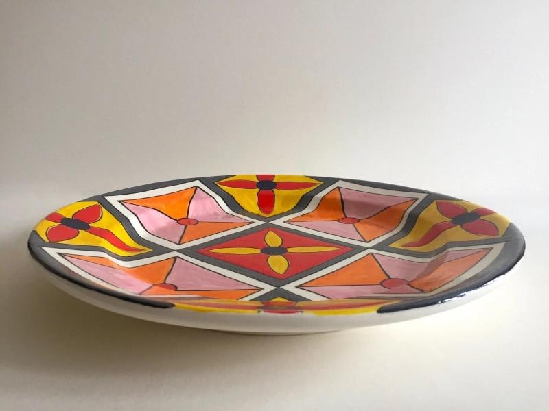 PHILLIP MABERRY RARE HAND PAINTED CONTEMPORARY ART POTTERY LARGE CERAMIC PLATTER - 7