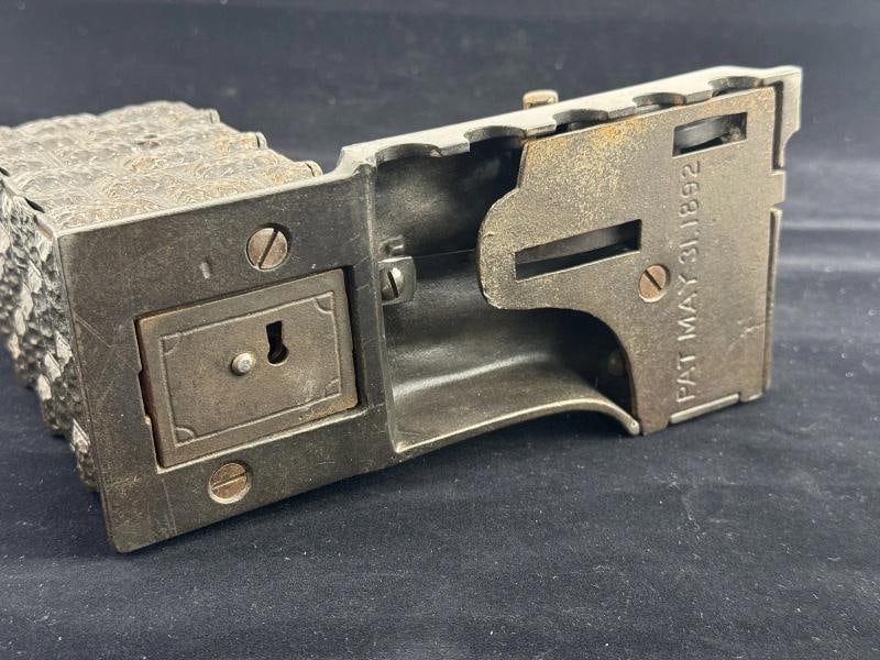 Rare Original Patented 1892 Cast Iron Mechanical Artillery Bank Soldier Canon - 9