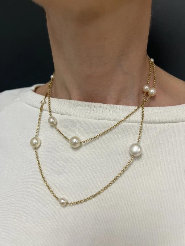 TIFFANY & CO. ELSA PERETTI 18k Yellow Gold & Pearl Sautoir Necklace Vintage 1980 - 3