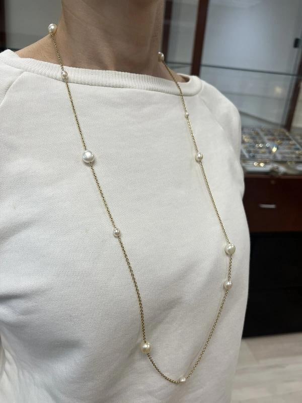 TIFFANY & CO. ELSA PERETTI 18k Yellow Gold & Pearl Sautoir Necklace Vintage 1980 - 5