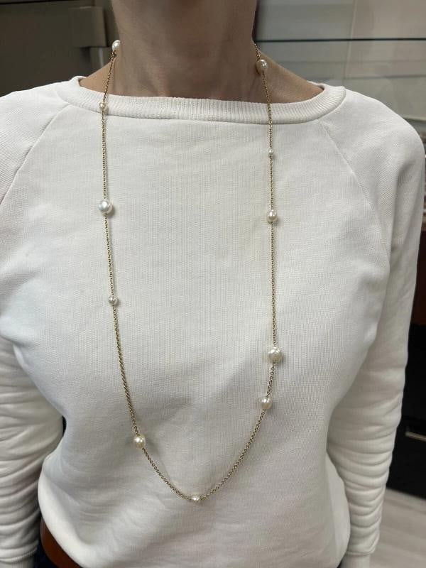 TIFFANY & CO. ELSA PERETTI 18k Yellow Gold & Pearl Sautoir Necklace Vintage 1980 - 6