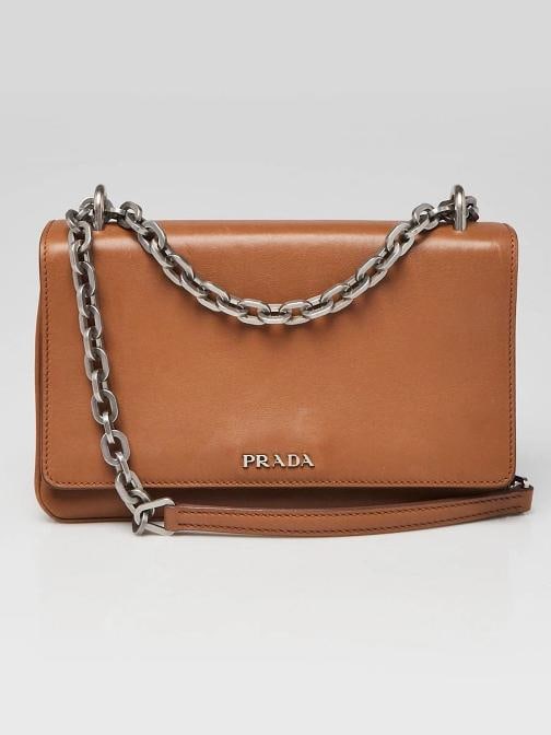 Prada Cognac City Calfskin Leather Chain Shoulder Bag 1BD009 (1 of 9)