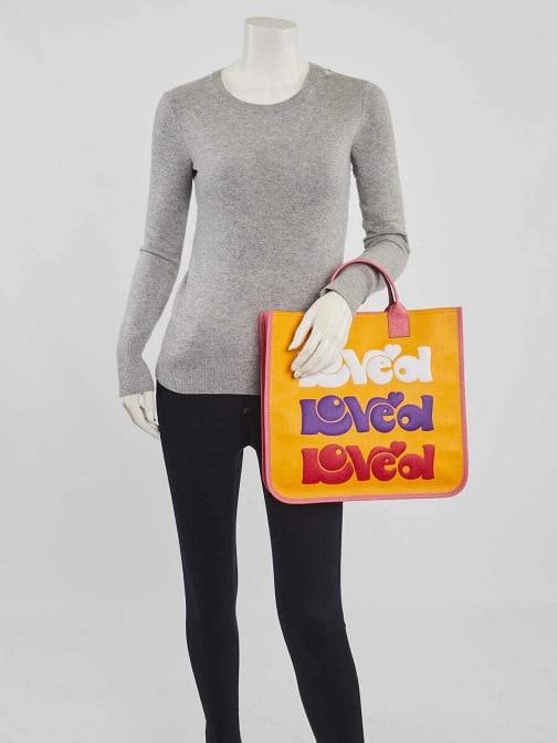 Gucci Pink/Yellow Coated Canvas Rainbow "Loved" Children's Tote Bag - 2