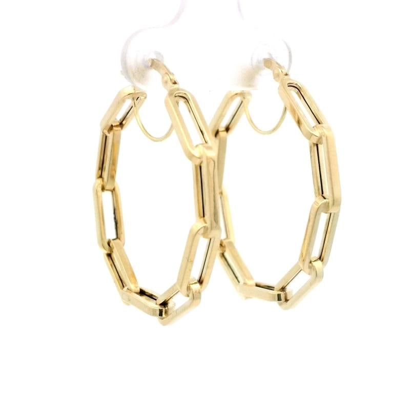 PaperClip Hoop Earrings In 14K Yellow Gold: Condition: New without packaging,Brand: Unbranded,Type: Earrings,Metal Purity: 14k,Style: Hoop,Base Metal: Yellow Gold,Metal: Yellow Gold,Item Length: 33mm,Main Stone: No Stone 