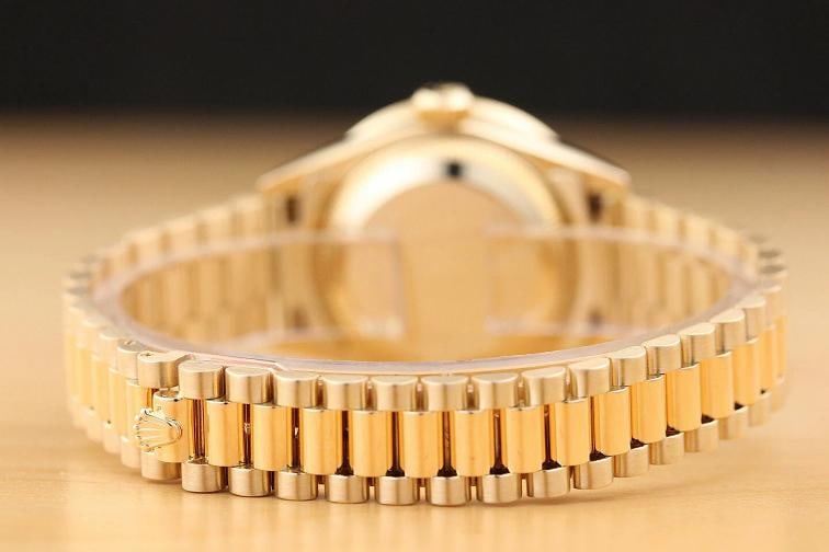 ROLEX LADIES PRESIDENT 69178 18K GOLD FACTORY DIAL 1.1 CT DIAMOND BEZEL WATCH - 10