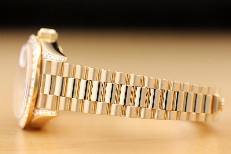 ROLEX LADIES PRESIDENT 69178 18K GOLD FACTORY DIAL 1.1 CT DIAMOND BEZEL WATCH - 5