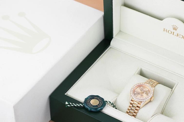 ROLEX LADIES PRESIDENT 69178 18K GOLD FACTORY DIAL 1.1 CT DIAMOND BEZEL WATCH - 6