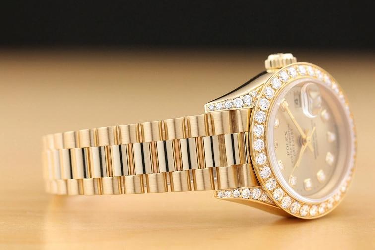 ROLEX LADIES PRESIDENT 69178 18K GOLD FACTORY DIAL 1.1 CT DIAMOND BEZEL WATCH - 7