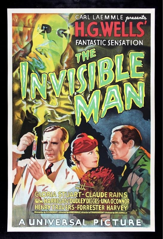 THE INVISIBLE MAN S2 HORROR MOVIE POSTER LIMITED EDITION: Measures 27" x 41". Original/Reproduction: Original,Object Type: Poster,Industry: Movies 
