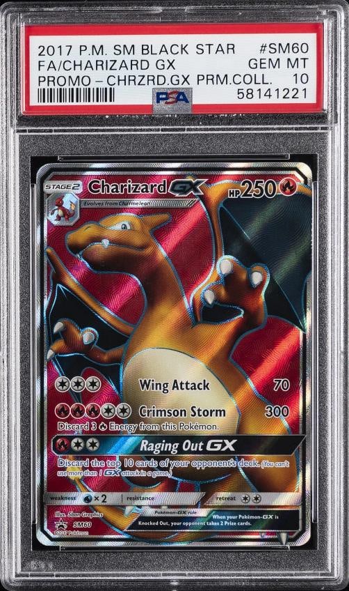 2017 POKEMON SM BLACK STAR PROMO #SM60 FULL ART/CHARIZARD GX PSA 10 (1 of 2)