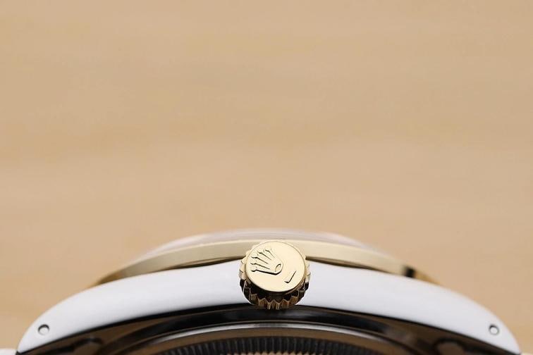 ROLEX MENS DATEJUST 16013 BLUE ROMAN DIAL SAPPHIRE DIAMOND 18K GOLD STEEL WATCH - 9