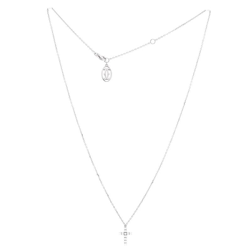 Cartier Cross Pendant Necklace 18K White Gold with Diamonds - 2