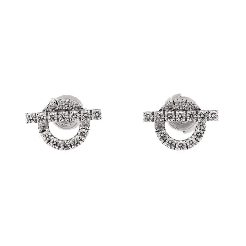 Hermes Finesse Stud Earrings 18K White Gold and Diamonds: Measurements: Height/Length: 10.20 mm, Width: 14.85 mm . Condition: Pre-owned - Good,Brand: Hermes,Main Stone: Diamond,Metal: 18K White Gold,Metal Purity: 18K,Style: Stud,Type: Earrings,Color: White G