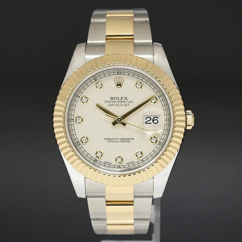 MINT 2014 Rolex Datejust 2 Ivory White Diamond 116333 Two-Tone Gold Watch Box - 2