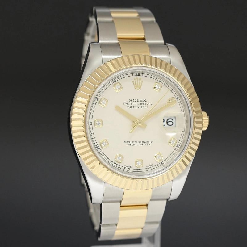MINT 2014 Rolex Datejust 2 Ivory White Diamond 116333 Two-Tone Gold Watch Box - 3