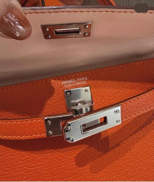 Unworn Hermes Mini Kelly 20 Verso Feu Orange Chevre Mysore Palladium Y Stamp - 11