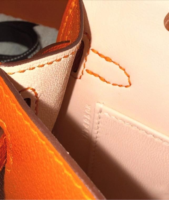 Unworn Hermes Mini Kelly 20 Verso Feu Orange Chevre Mysore Palladium Y Stamp - 14