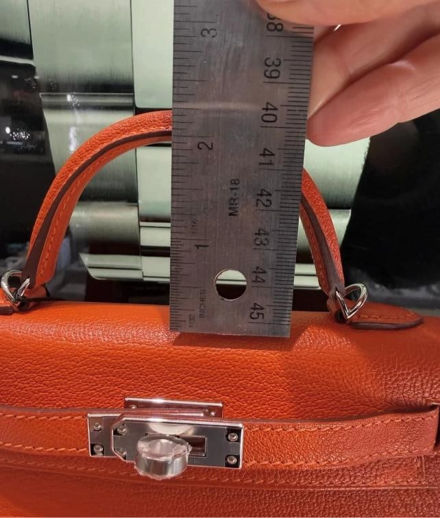 Unworn Hermes Mini Kelly 20 Verso Feu Orange Chevre Mysore Palladium Y Stamp - 18