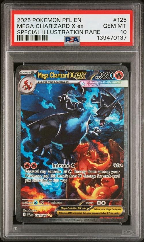 2025 POKEMON PFL EN-PHANTASMAL FLAMES #125 MEGA CHARIZARD X EX PSA 10 (1 of 2)