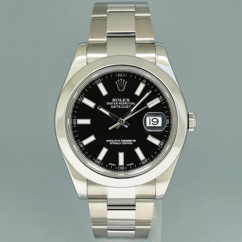 2014 MINT Rolex DateJust II 116300 Black Stick Oyster Steel 41mm Watch Box - 2