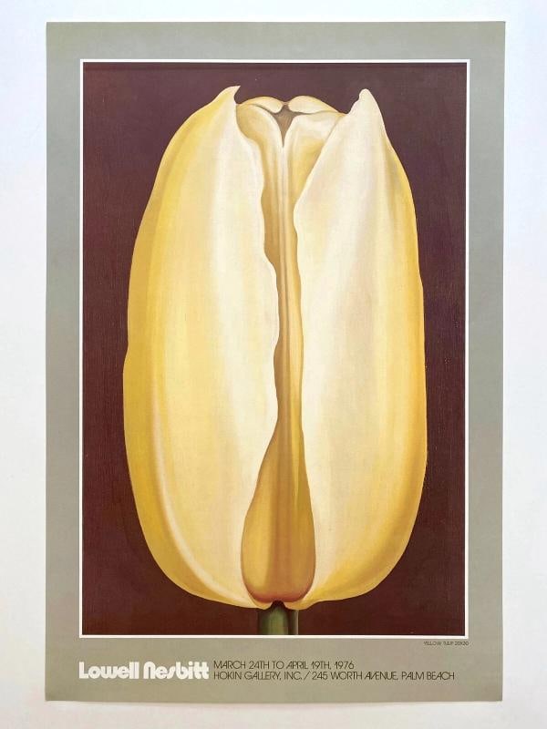 LOWELL NESBITT 1976 LITHOGRAPH PRINT "YELLOW TULIP" MODERNIST EXHIBITION POSTER - 2