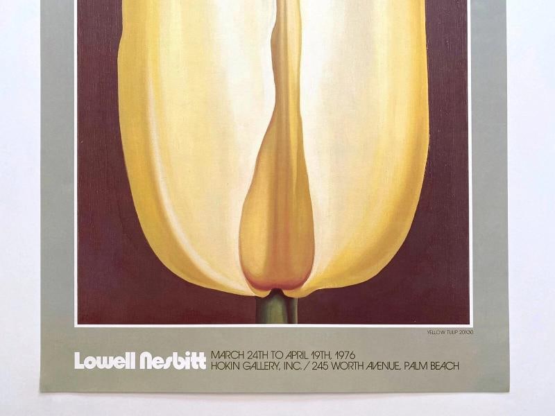 LOWELL NESBITT 1976 LITHOGRAPH PRINT "YELLOW TULIP" MODERNIST EXHIBITION POSTER - 4