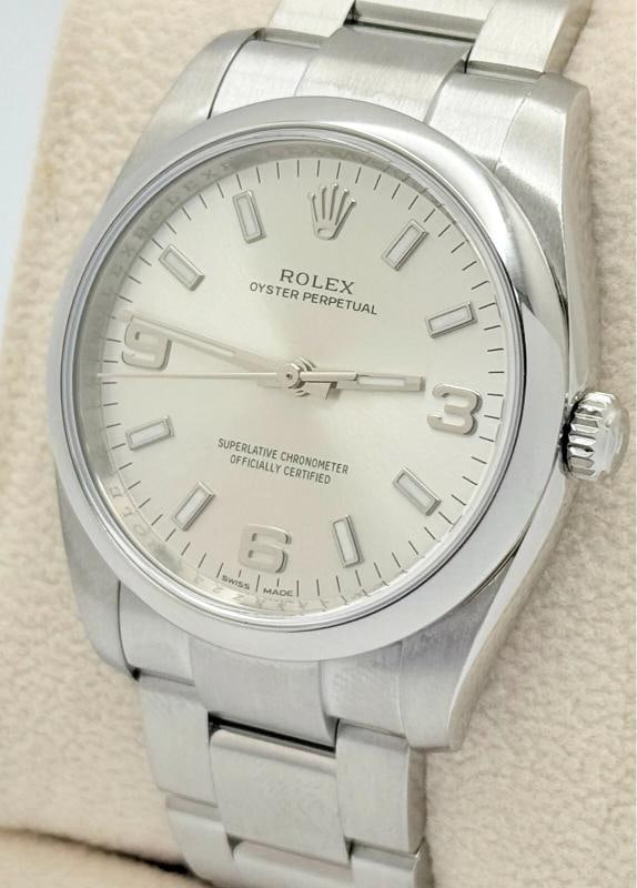 Rolex Oyster Perpetual Air King 114200 34mm Silver Dial Stainless Steel - 3
