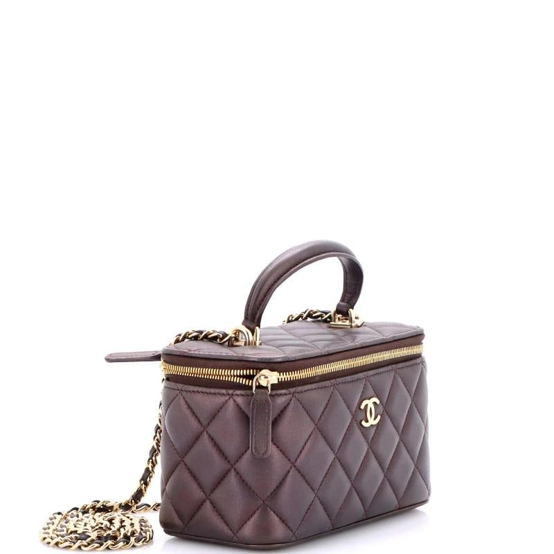 Chanel Classic Top Handle Vanity Case with Chain Quilted Lambskin Small - 2