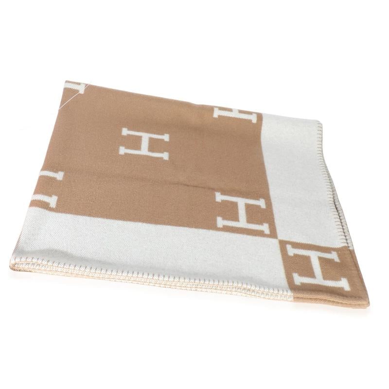 Hermes Ecru Camel Wool Cashmere Avalon Throw Blanket - 3