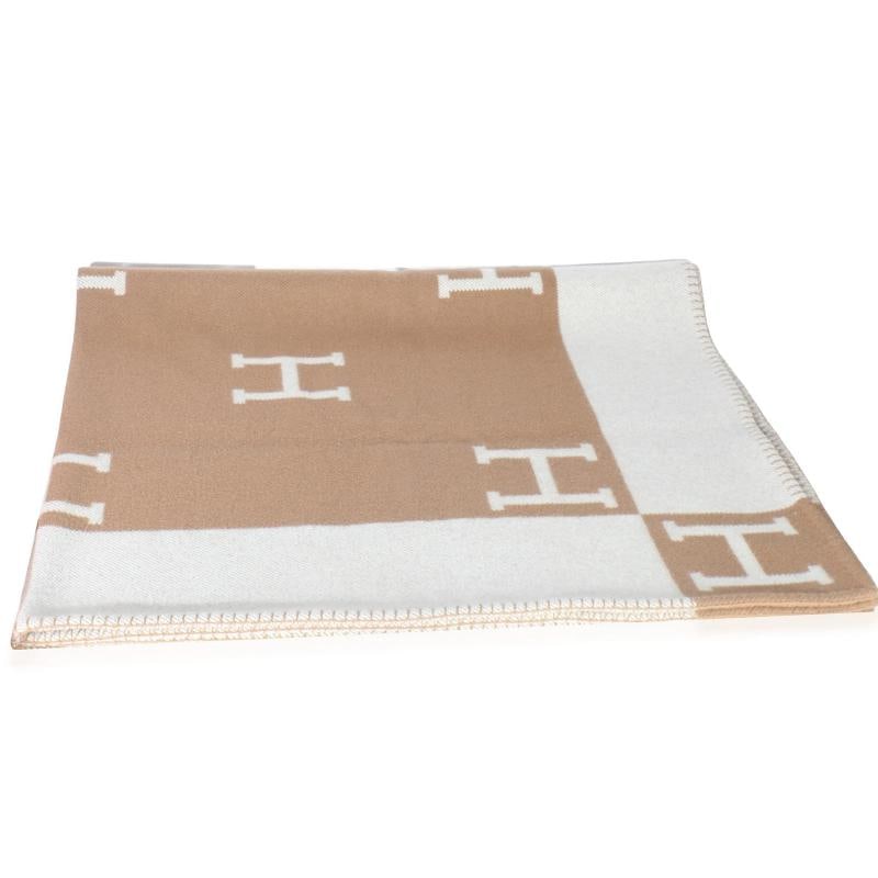 Hermes Ecru Camel Wool Cashmere Avalon Throw Blanket - 4