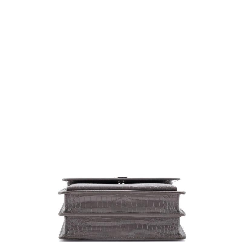 Saint Laurent Sunset Crossbody Bag Crocodile Embossed Leather Medium - 4