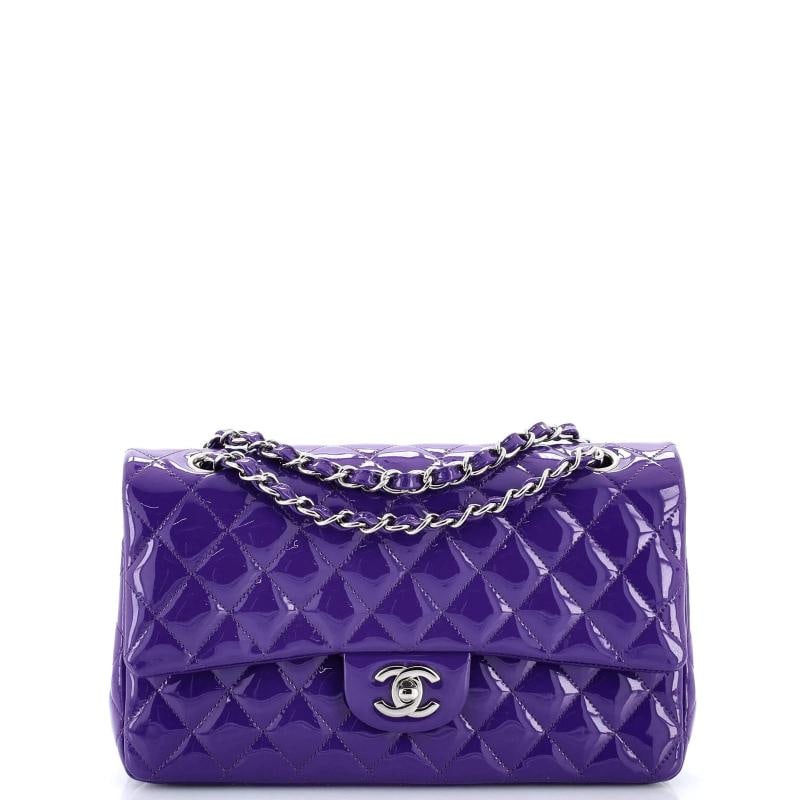 Chanel Classic Double Flap Bag Quilted Patent Medium: Accessories: Authenticity Card Measurements: Handle Drop 9", Height 6", Width 9.5", Depth 3", Strap Drop 16". Condition: Pre-owned - Excellent,Brand: Chanel,Exterior Material: Patent Leather,Style: