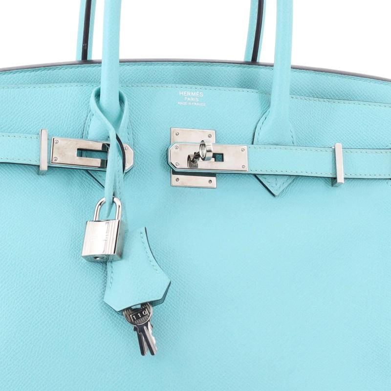 Hermes Birkin Handbag Blue Epsom with Palladium Hardware 30 - 6