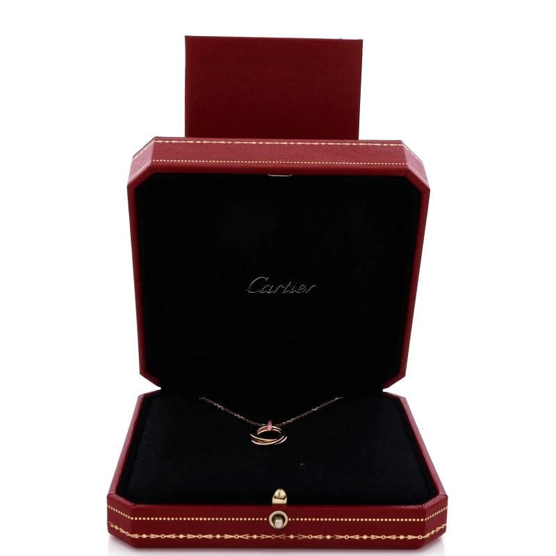 Cartier Trinity Pendant Necklace 18K Tricolor Gold with Pave Pink Sapphires - 2