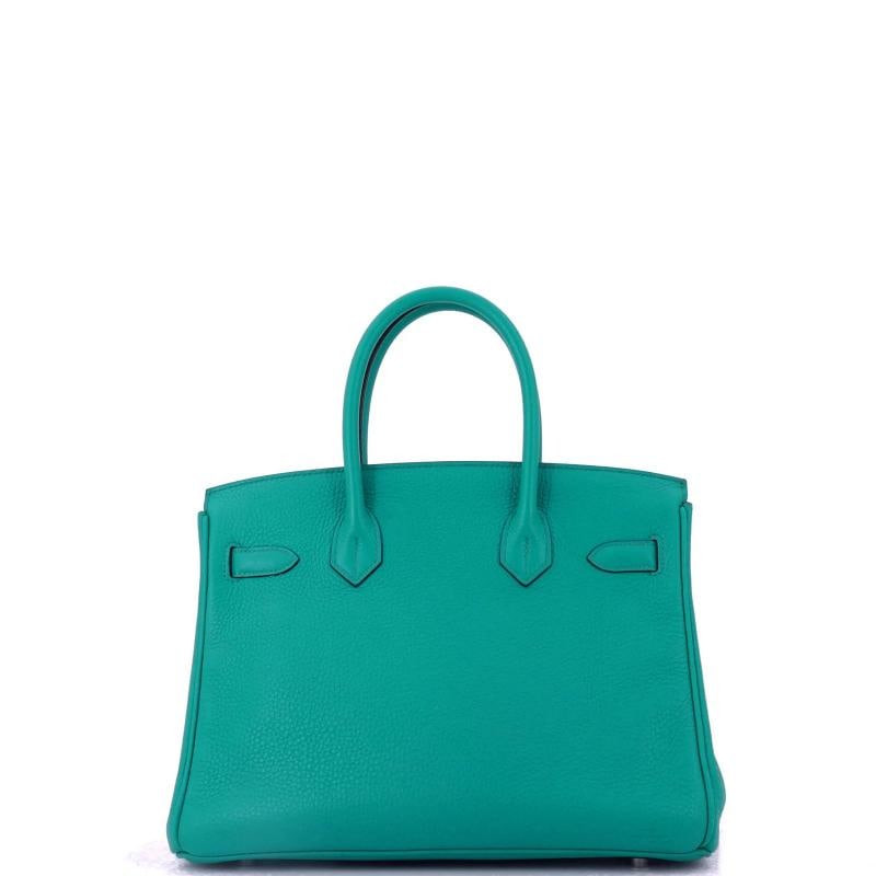 Hermes Birkin Handbag Blue Clemence with Palladium Hardware 30 - 3