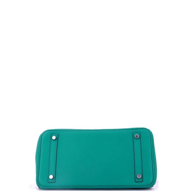 Hermes Birkin Handbag Blue Clemence with Palladium Hardware 30 - 4