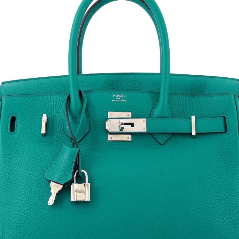 Hermes Birkin Handbag Blue Clemence with Palladium Hardware 30 - 5